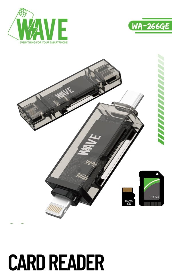 Wave WA-266 iPhone+Type-C 2in1 Memory Card Reader & Writer Plug and Play -E